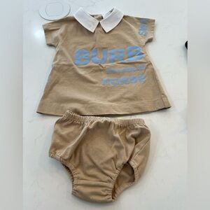 Burberry Tan and Blue Kids Matching Set